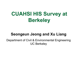 CUAHSI HIS Survey at Berkeley - University of Texas at Austin