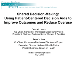 Shared Decision-Making - Consumer
