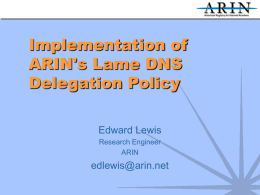 Lame Delegation Status Report