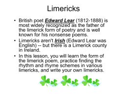 Limericks, Edward Lear (8th grade)