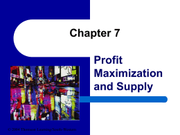 Profit Maximization and Supply