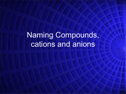 Naming Compounds cations and anions