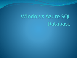 Windows Azure SQL Database - Bapatla Engineering College