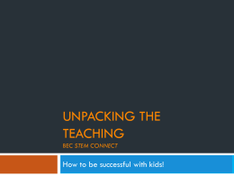 Unpacking the teaching - Business Education Compact