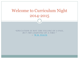 Welcome to Curriculum Night 2013-2014