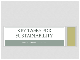 Key Tasks for Sustainability