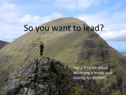 So you want to lead?