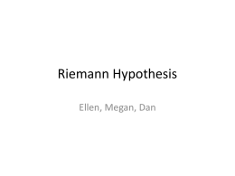 Riemann Hypothesis - Muskingum University