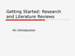 An Introduction to Research