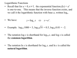Logarithmic Functions - St. Edward's University