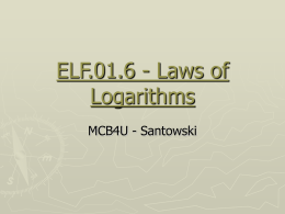 ELF.01.6 - Laws of Logarithms