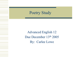 Poetry Study - Nova Scotia Department of Education