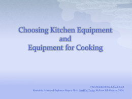 Choosing Kitchen Equipment - Family and Consumer Sciences