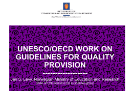 UNESCO/OECD WORK ON GUIDELINES FOR QUALITY …