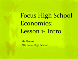 Focus High School Economics: Lesson 1