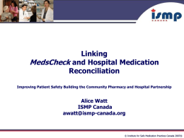 LInking MedsCheck/Medication Reconciliation Pilot Update