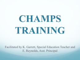 CHAMPS: A PROACTIVE & POSITIVE APPROACH TO …