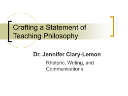 Writing a Statement of Teaching Philosophy