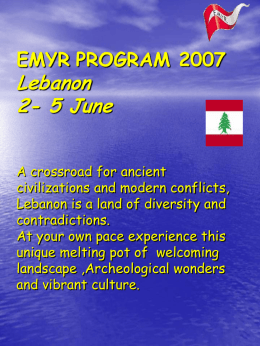 O.T.T. PULLMAN TOUR Propose PROGRAM EMYR 2004 Lebanon