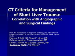 CT Criteria for Management of Blunt Liver Trauma