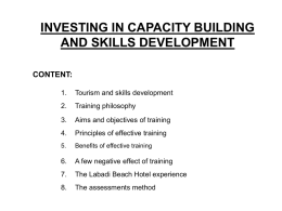 INVESTING IN CAPACITY BUILDING AND SKILLS …