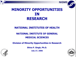 NIH Minority Opportunities in Research (PP)