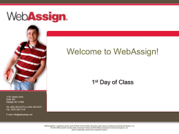 Intro WebAssign Workshop