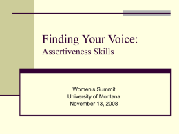 Finding Your Voice: Assertiveness Skills