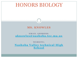 BIOLOGY - Nashoba Valley Technical High School