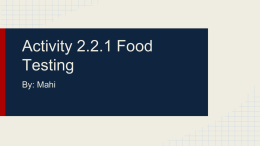 Activity 2.2.1 Food Testing