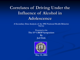 Correlates of Driving Under the Influence in Adolescence