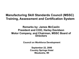 Manufacturing Skill Standards Council (MSSC) Training