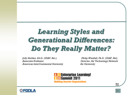 Learning Styles and Generational Differences
