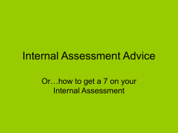 Internal Assessment Advice