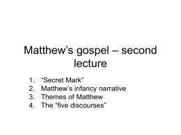 Matthew’s gospel – second lecture