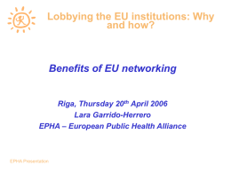 Lobbying the EU institutions: Why and how?