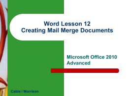 Word Lesson 12 Creating Mail Merge Documents