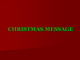CHRISTMAS MESSAGE - Cedar Springs Christian Church