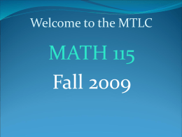 Welcome to Math 115 - University of Alabama