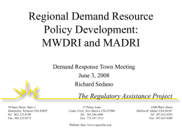 Regional Demand Resource Policy Development
