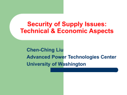 Security of Supply Issues: Technical & Economic Aspects