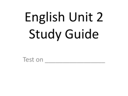 English Unit 1 Study Guide - Northside Christian School