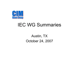 IEC Working Group Updates