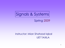 Signals and Systems - University of Engineering and