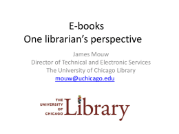 E-books The library perspective