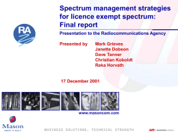 Spectrum management strategies for licence exempt spectrum