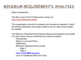 Applying the Minimum Requirement Analysis Process