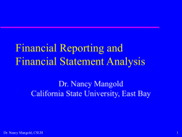 Overview of Fin Stat Analysis - ACCT 6700: Accounting for