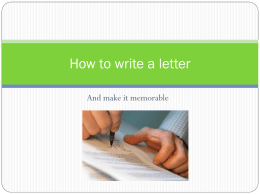 How to write a letter - Epiphany Catholic School