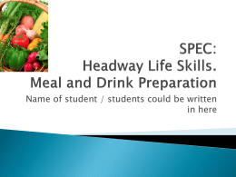SPEC: Meal and Drink Preparation